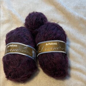 Patons Divine Amethyst Purple Mohair Yarn 2 full skeins plus one partial